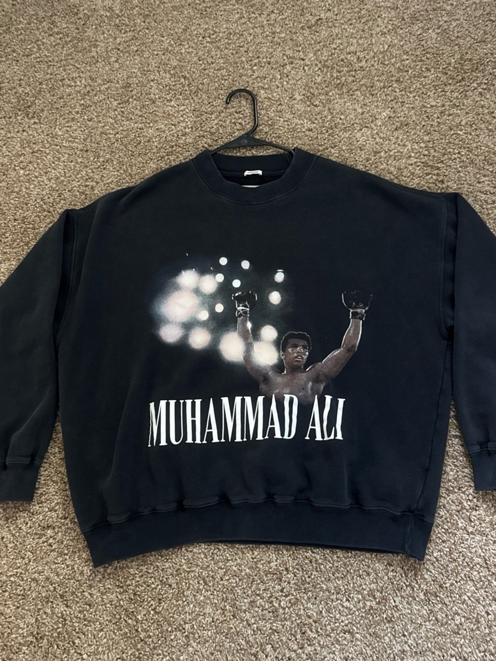 Black Muhammad Ali Graphic Crewneck Sweatshirt
